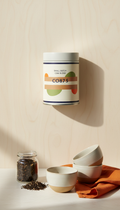Small-batch chai blend tin with palette label